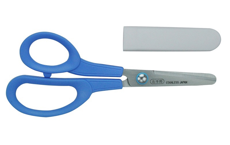 CANARY Safe Blunt Tips Scissors with Cover for Left Handed Elementary  School Children 6 inches Blue(USD$5)-EDGE日本刀具