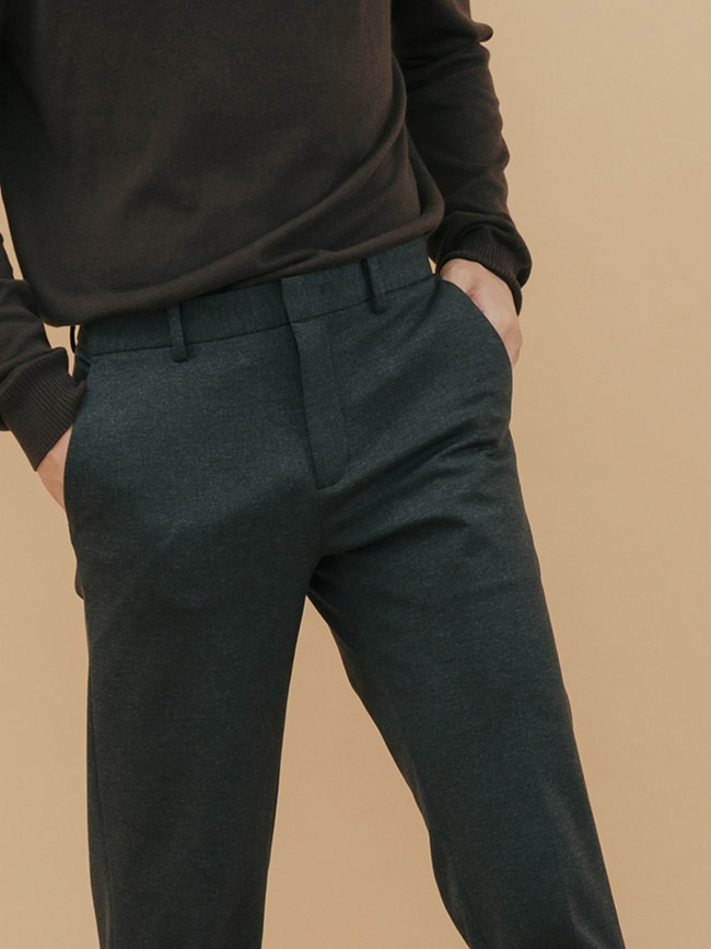 H:CONNECT 韓國品牌 男裝-簡約混織西裝長褲-藍