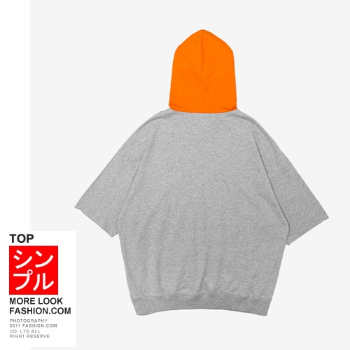 FASHION館 下北澤古著拚色連帽落肩短T oversize