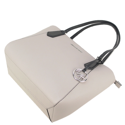 MICHAEL KORS KIMBERLY 荔枝皮革雙色手把托特包-灰