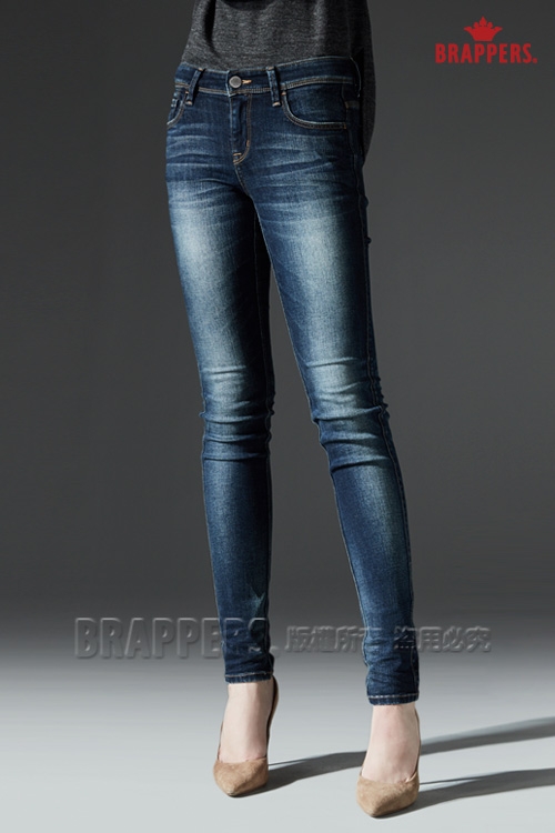 BRAPPERS 女款 新美腳ROYAL系列-中低腰彈性合身顯瘦窄管褲-藍