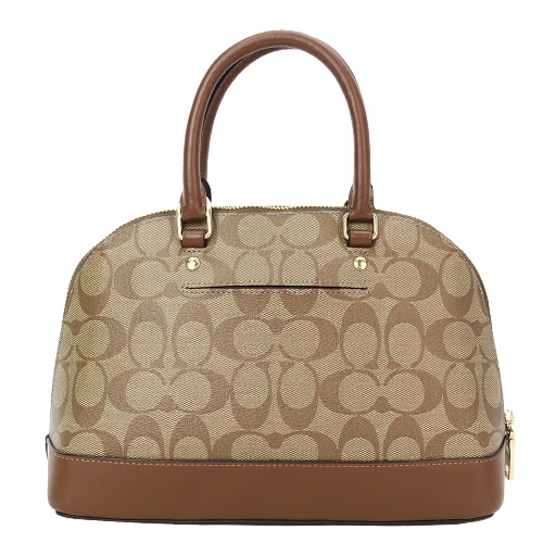 COACH 立體馬車LOGO防刮手提/斜背保齡球包(小/卡其焦糖)