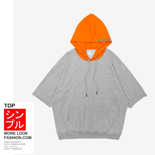 FASHION館 下北澤古著拚色連帽落肩短T oversize