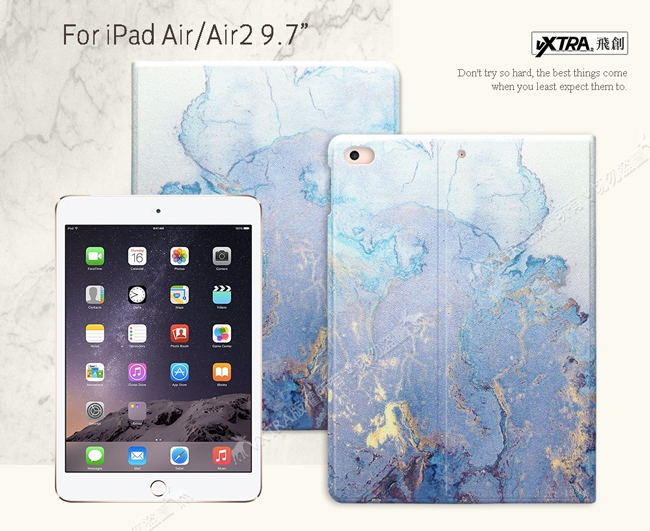 VXTRA iPad Air/Air2 9.7吋 大理石紋 糖絲質感平板保護皮套