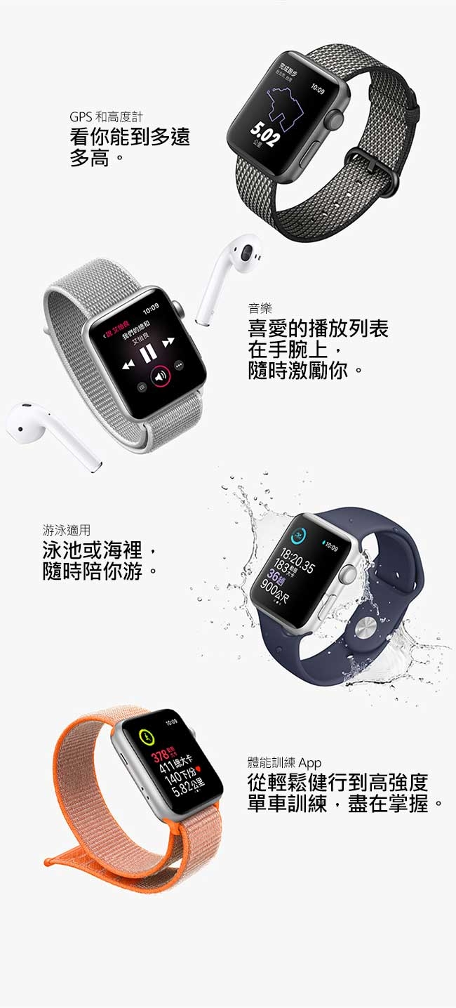 Apple Watch Series 3 GPS 42mm太空色鋁金屬錶殼+黑色運動錶帶