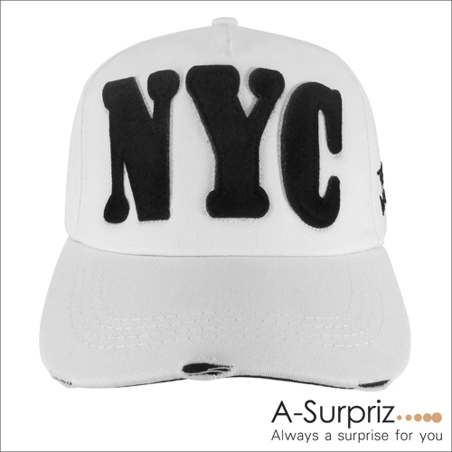 A-Surpriz 帥性美式風字母NYC棒球帽 (白)