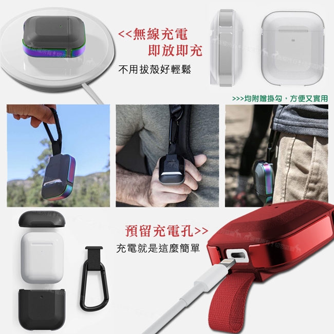 刀鋒TREK Apple Airpods 鋁合金雙料 藍牙耳機盒保護套(躍動流線虹)