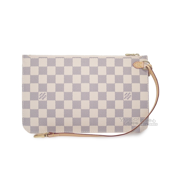 LV N41361 Damier Neverfull MM 白色棋盤格肩背購物包(中)