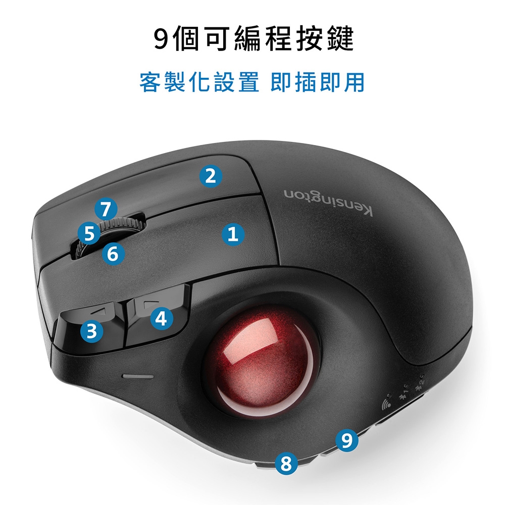 Kensington】Pro Fit Ergo Vertical Wireless Trackball - 人體工學