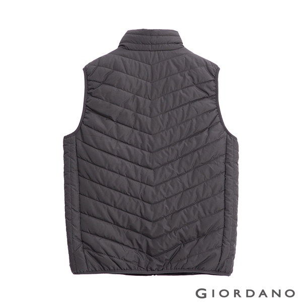 GIORDANO 男裝經典素色保暖鋪棉背心 - 07 磁灰