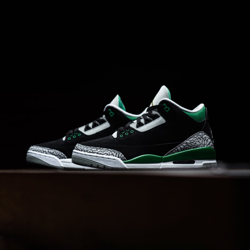 Nike Air Jordan 3 “Pine Green” 男鞋黑綠色爆裂紋AJ3 喬丹休閒鞋籃球