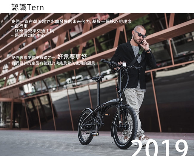 Tern 2019Link A7鋁合金20吋7速折疊單車-消光灰底黃標