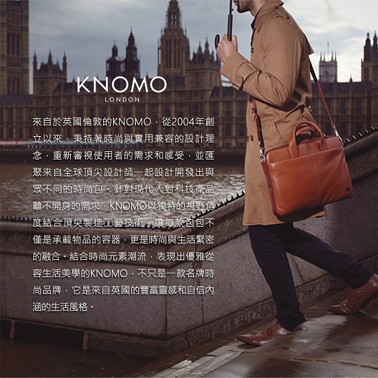 KNOMO CROMWELL 英倫防水雙肩捲頂式背包 - 蔚藍色