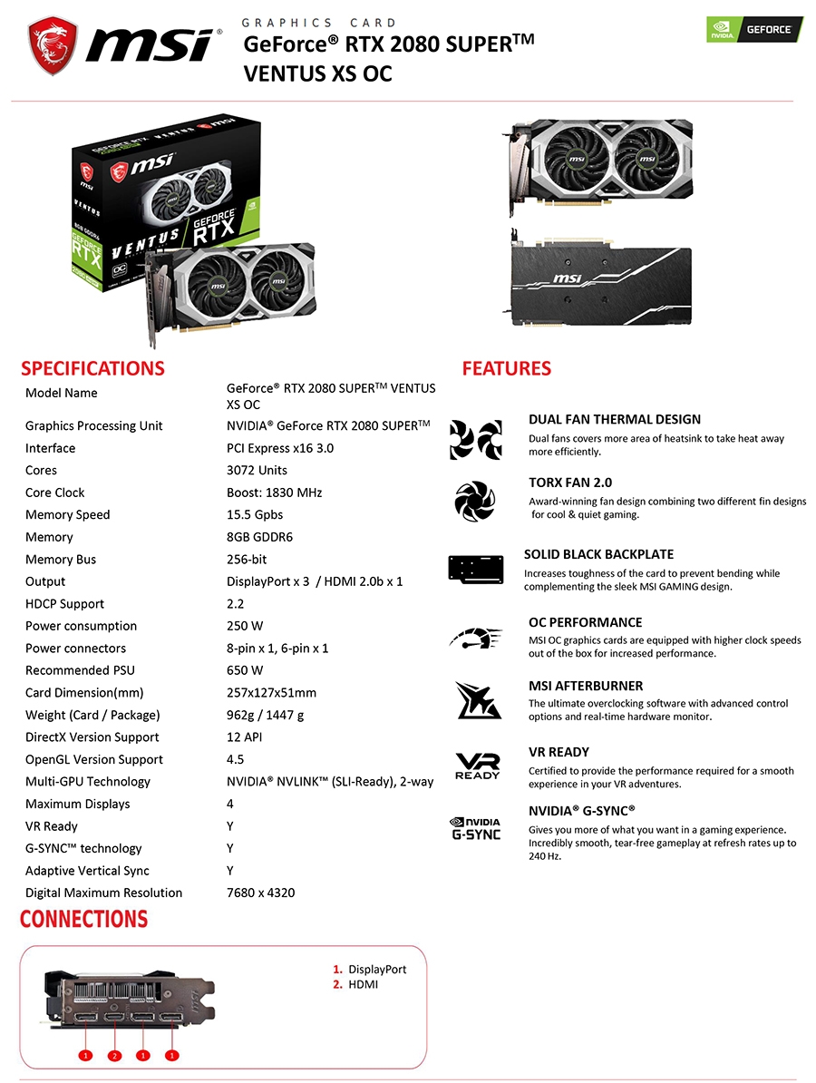 MSI微星GeForce RTX 2080 SUPER VENTUS XS OC顯示卡| Yahoo奇摩購物中心