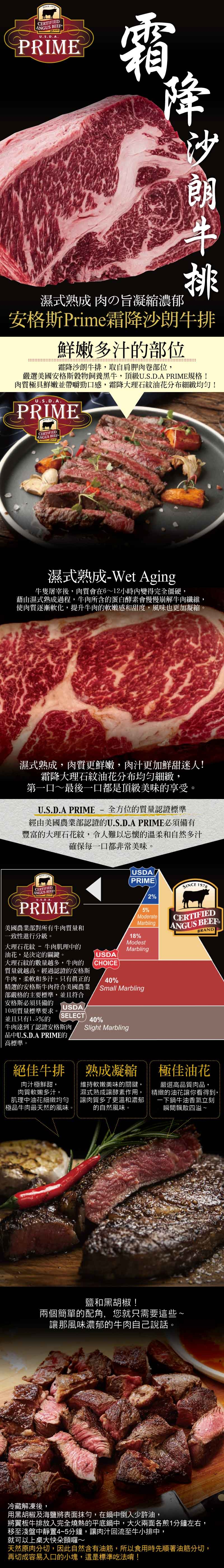 (滿額) 豪鮮牛肉 頂級熟成PRIME安格斯凝霜嫩肩沙朗心1片(400公克±10％/片)