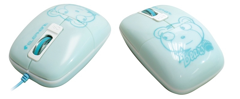 可愛小熊造型 Elephant GR藍光雷射滑鼠 (WEM1020BL) 粉藍色