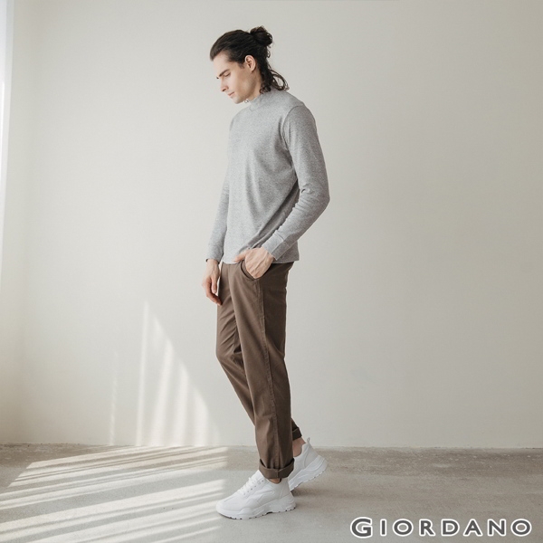 GIORDANO 男裝彈力斜紋棉窄管卡其褲 - 10 花紗卡其