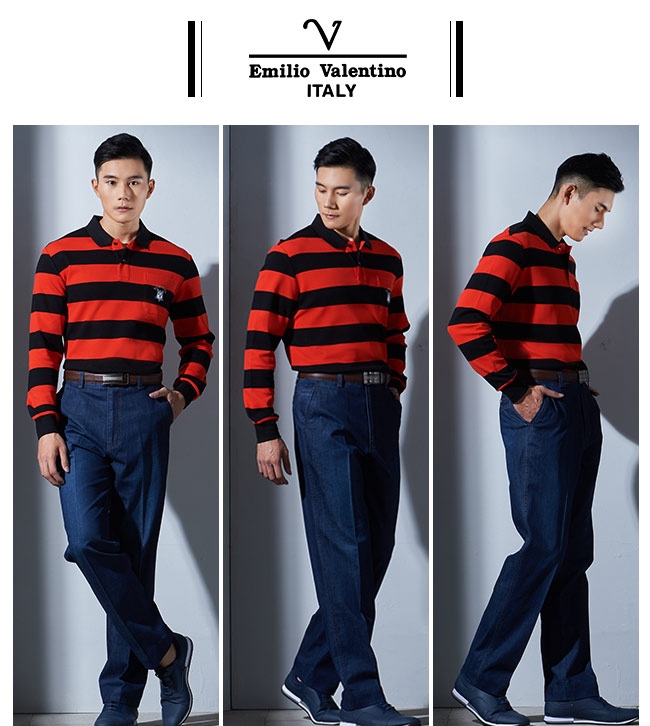 Emilio Valentino 優雅品味POLO衫_橘黑(30-7V9550)