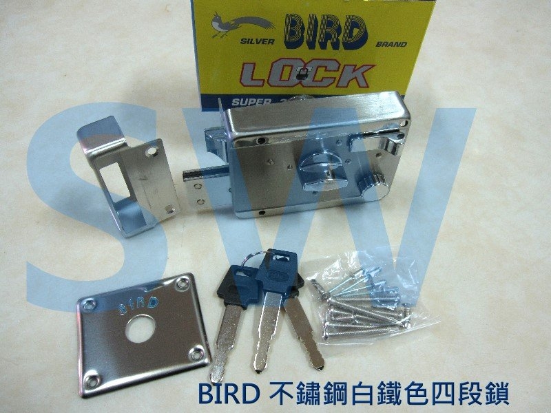 LJ003 BIRD 不鏽鋼四段鎖 四段鎖 工字型鑰匙 白鐵單開 連體式四段鎖 隱藏式門鎖