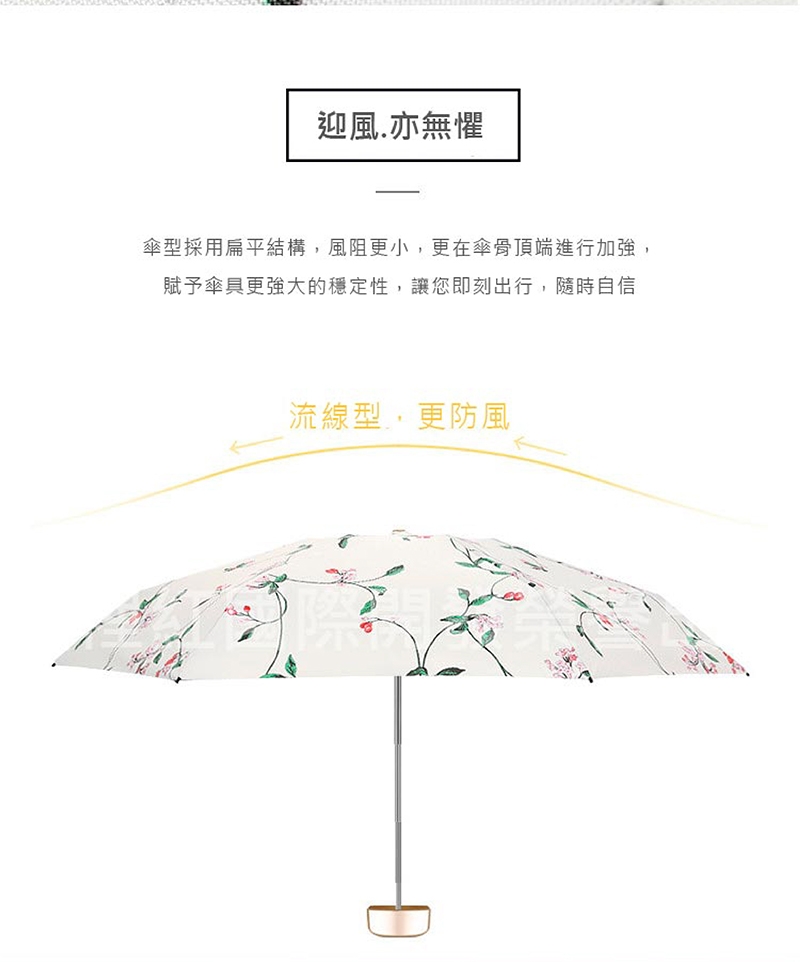 【凡爾賽花園】職人手作黑膠晴雨傘/降溫防曬傘/輕量口袋傘 S8_花之蔓