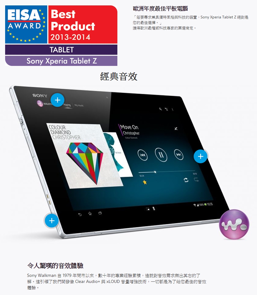 【福利品】Sony Xperia Z Tablet 10.1吋 4G 旗鑑平板電腦