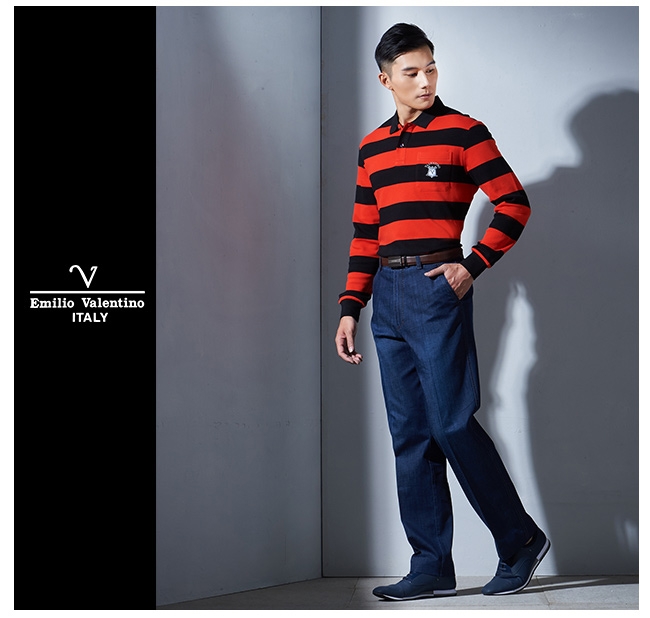 Emilio Valentino 優雅品味POLO衫_橘黑(30-7V9550)