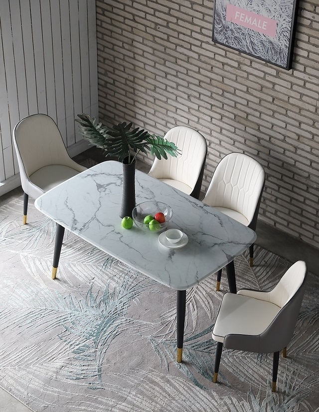 MUNA 歐亞5尺石面餐桌椅組(1桌4椅) 150X90X75cm