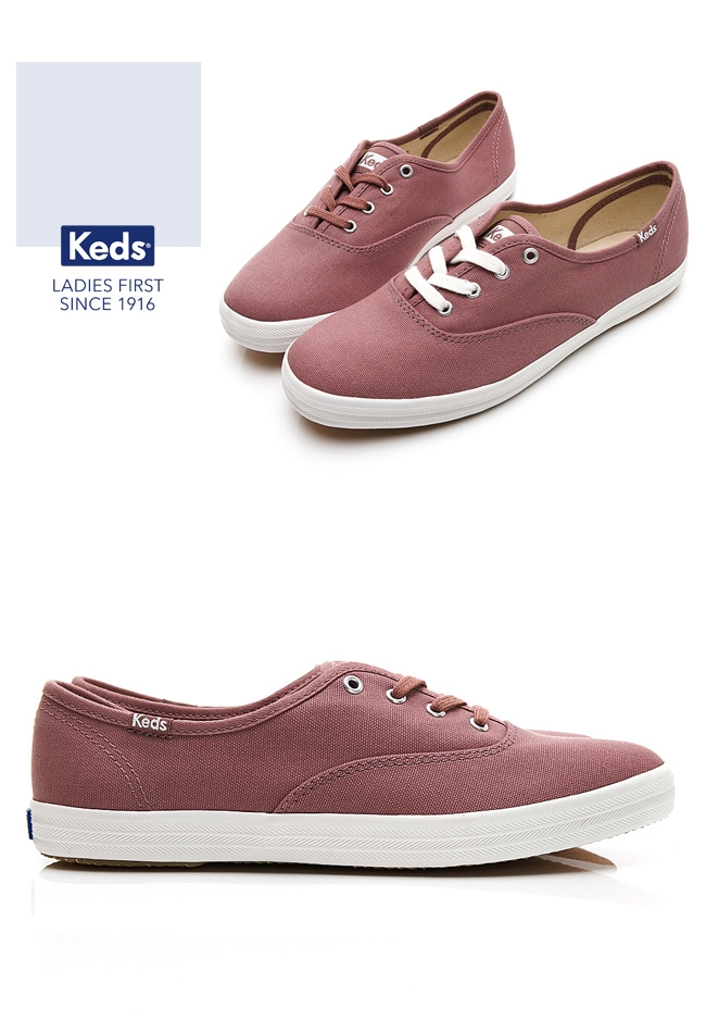 Keds CHAMPION 玩色經典綁帶休閒鞋-藕粉