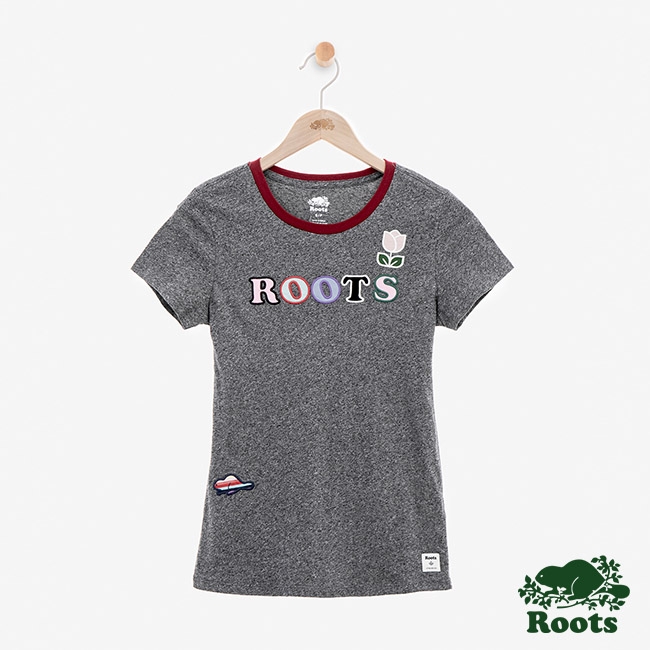 女裝Roots - 立體貼布短袖T恤-灰色