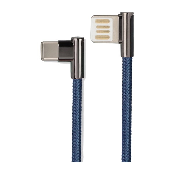 KINYO(TYPE-C)雙面插彎頭鋅合金數據線USB-C21(兩入裝)