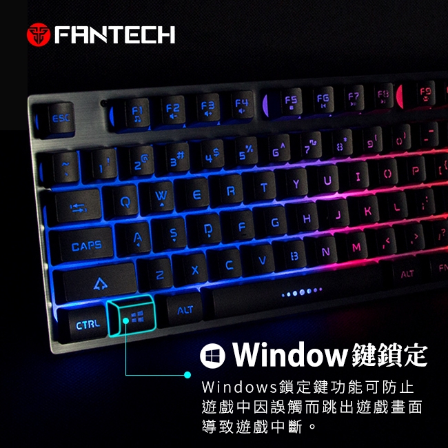 FANTECH K613L 多色燈效鋁合金面板電競鍵盤