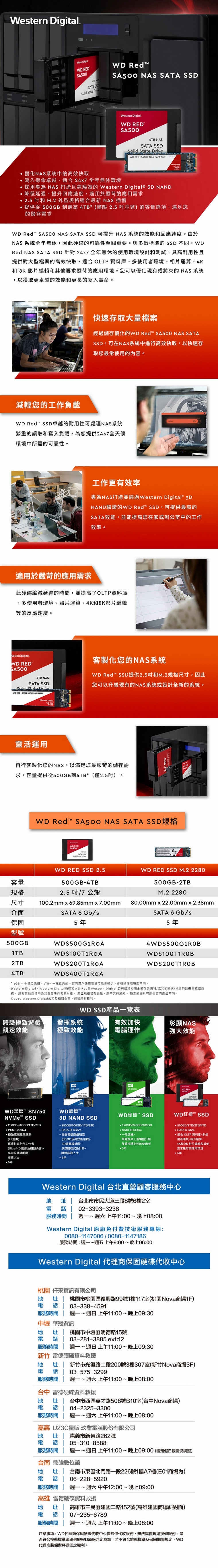 WD 紅標 SA500 4TB SSD 2.5吋NAS固態硬碟