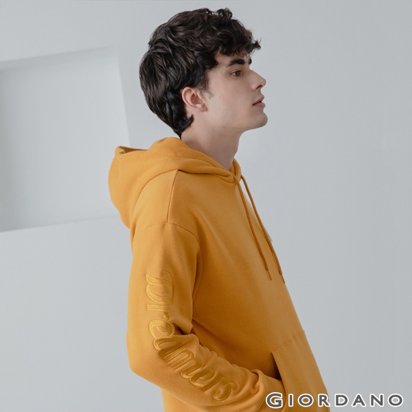 GIORDANO 男裝 Dreamers系列復古風連帽T恤-21 向日葵黃