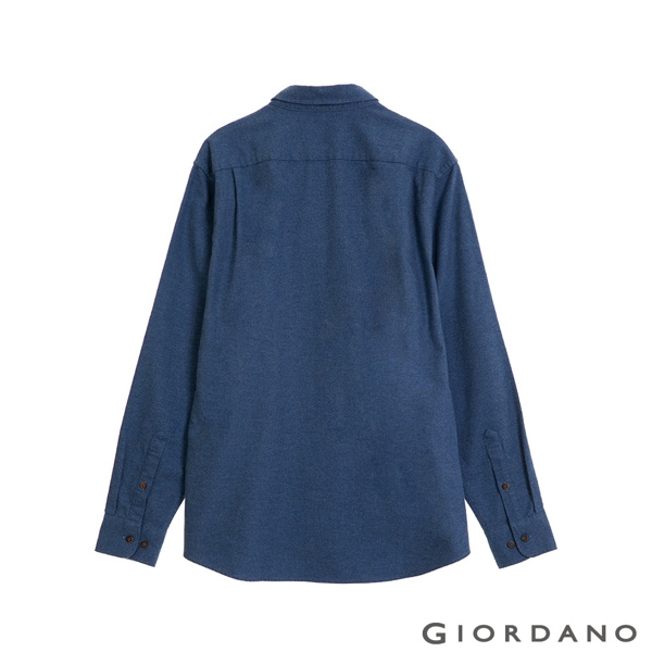 GIORDANO 男裝法蘭絨溫暖磨毛長袖襯衫-05 藍