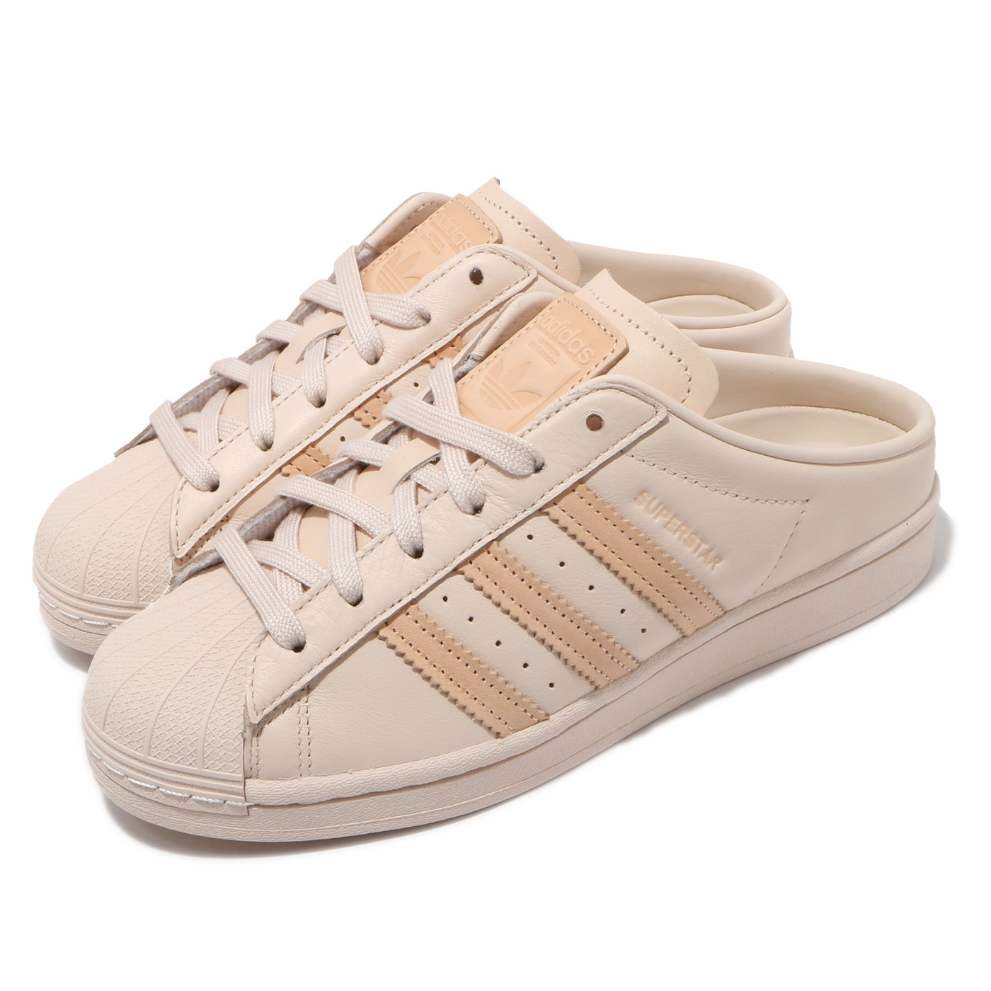 adidas 休閒鞋Superstar Mule 女鞋愛迪達貝殼頭半包拖鞋套腳穿搭米白