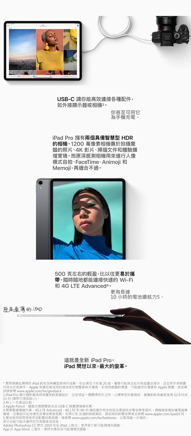 福利品降9000 APPLE iPad Pro11吋 Wi-Fi+LTE 256GB 灰色