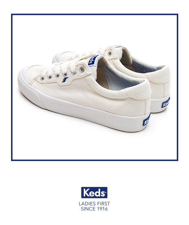 Keds CREW KICK 經典半月帆布綁帶休閒鞋-白