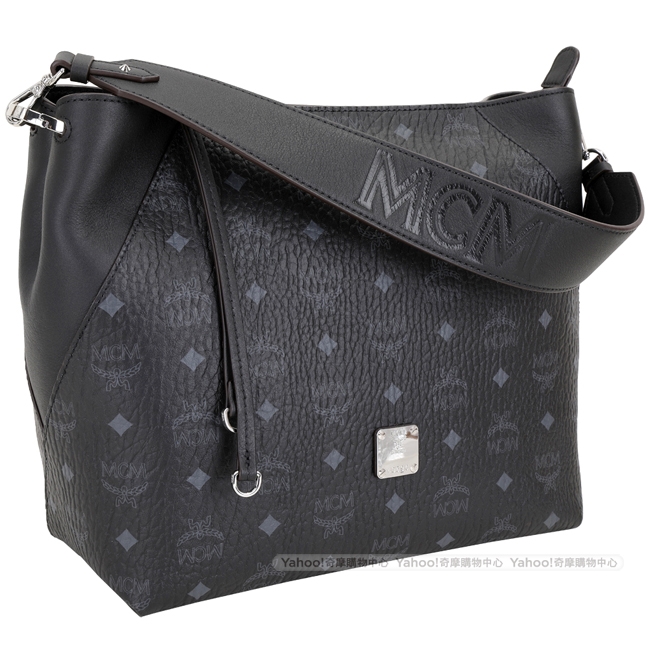 MCM Klara Hobo Visetos 中款 品牌塗層帆布手提肩背包(黑色)