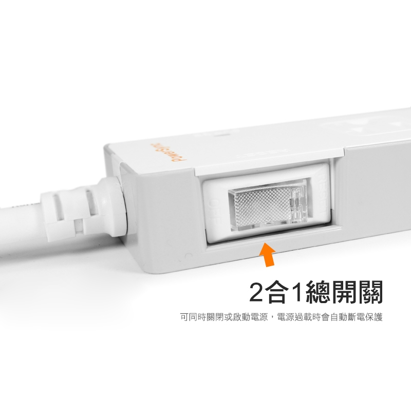 群加 PowerSync 2埠USB+一開4插延長線/1.8m(TPS314GB9018)