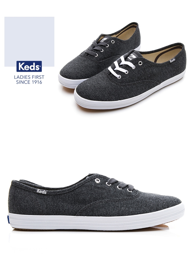 Keds CHAMPION 玩色經典綁帶休閒鞋-碳灰