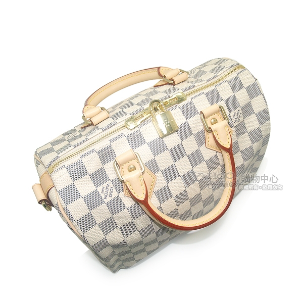 LV N41374 Damier Speedy 25 白色棋盤格手提/肩背包(小)