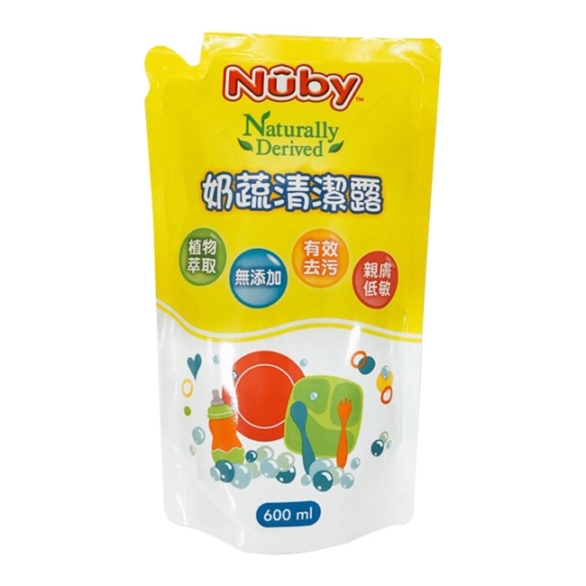 黃色小鴨新生兒多功能浴盆(白/黃)+Nuby 奶蔬清潔露補充包 600ml