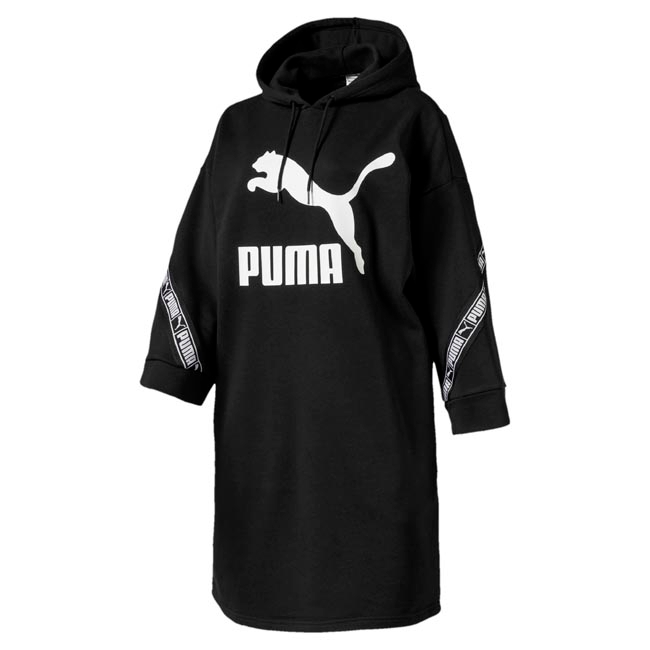 PUMA-女性流行系列TAPE連帽連身裙-黑色-歐規