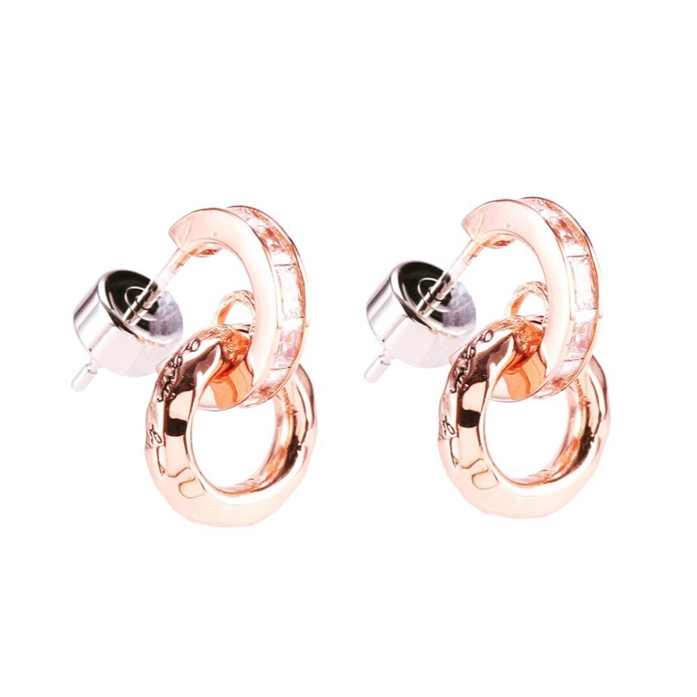 agnes b. 小圈環設計風耳環(玫瑰金)(一對)