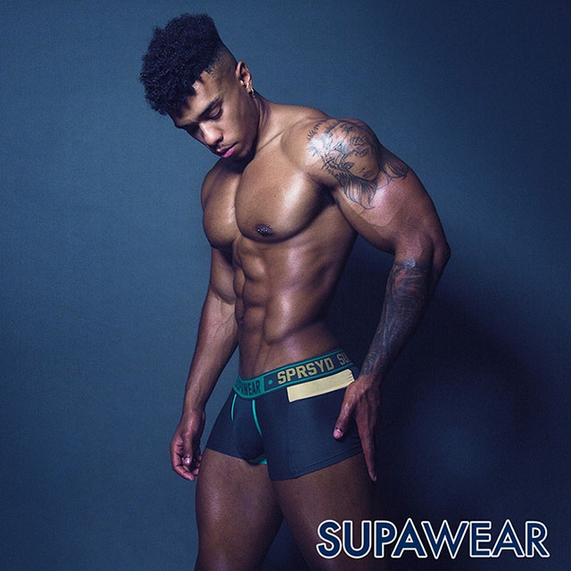 SUPAWEAR 魔鬼終結者-拼接超彈性男四角內褲(綠色)