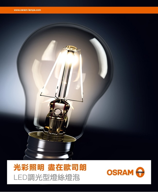 歐司朗OSRAM 球泡型 6.5W LED調光型燈絲燈泡120V E27