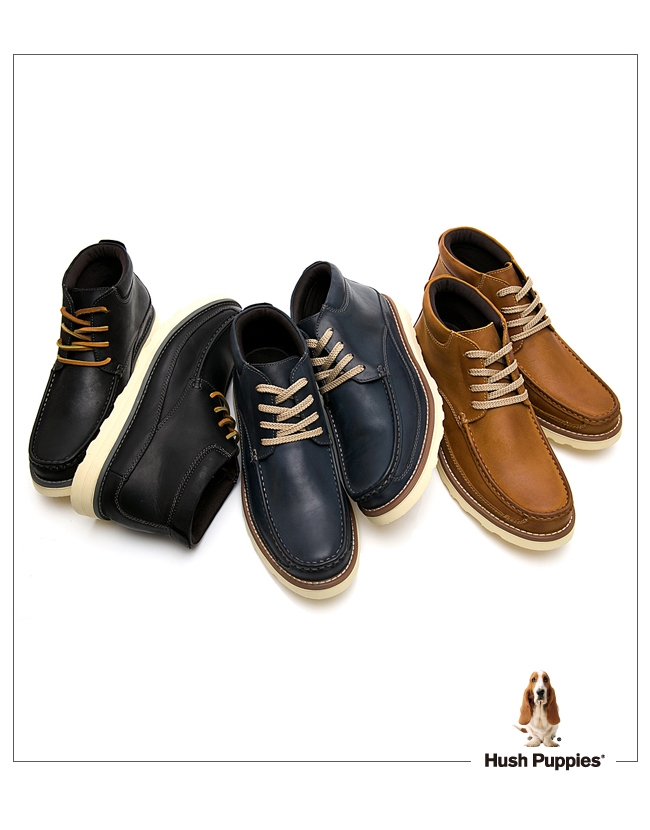 Hush Puppies Wallabee 休閒男高筒靴-黑