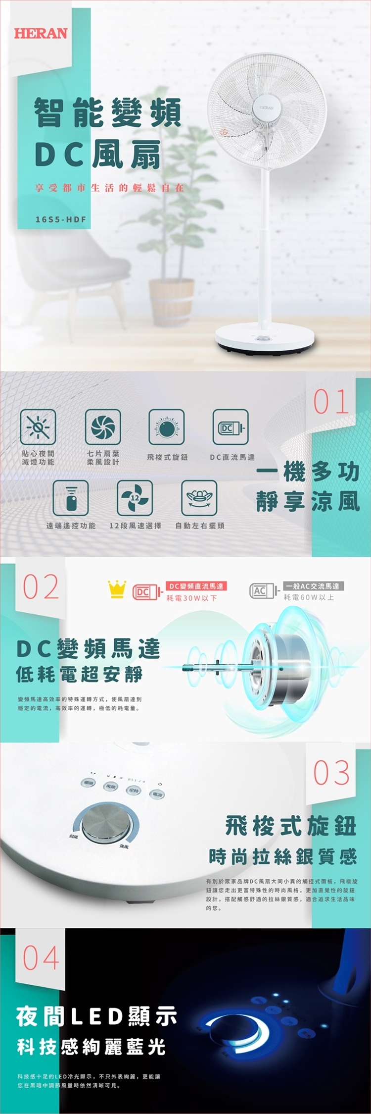 HERAN 禾聯 16吋 智能省電變頻DC風扇 16S5-HDF