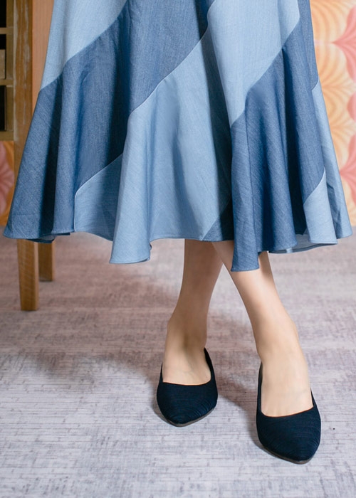 TAS進口彈力布平底娃娃鞋-深海藍