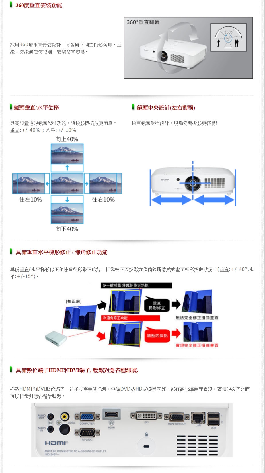 SHARP XGA 5200流明 雷射投影機 PG-CA52X